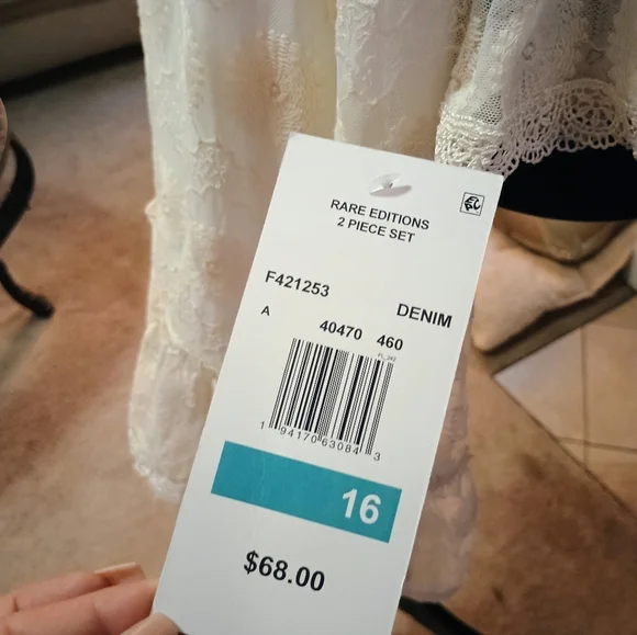 Rare Editions Gold Embellished Sundress Sleeveless Casual Jean Lace New - Picture 8 of 8